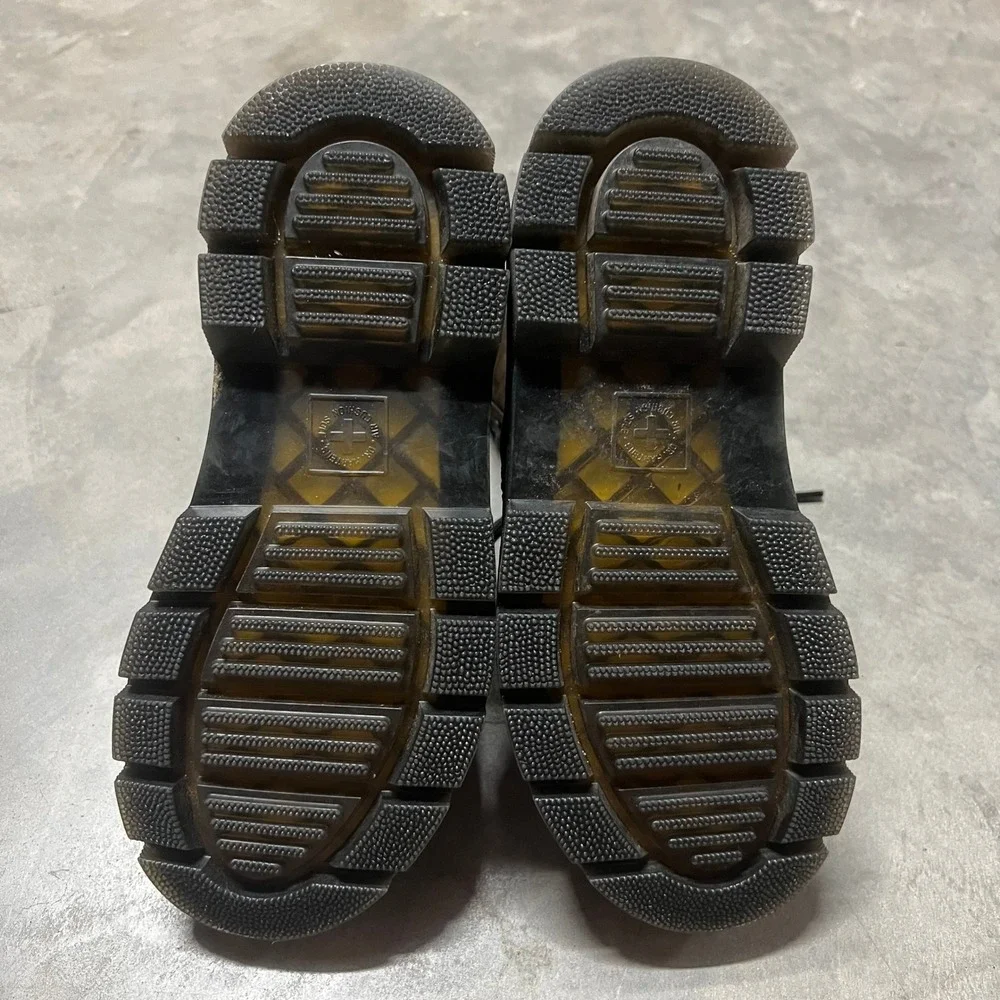 Dr. Martens Combs Crazy Horse Leather Boots Dark Brown Kids US Size $